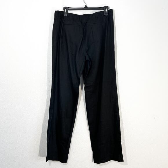 J.Jill Linen Pants Womens 10 Stretch Minimalist Elastic Wide Leg Coastal Boho - Picture 3 of 6